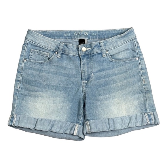 Women’s Apt. 9 4 Small Denim Shorts Jeans Light Washed Navy Blue Rolled Hem - Picture 3 of 8